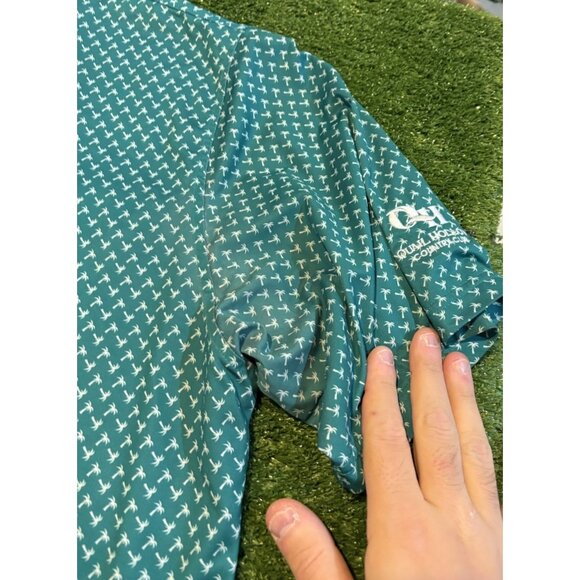 Footjoy polo mens XL green white lightweight breathable palm tree stretch K - Picture 8 of 13